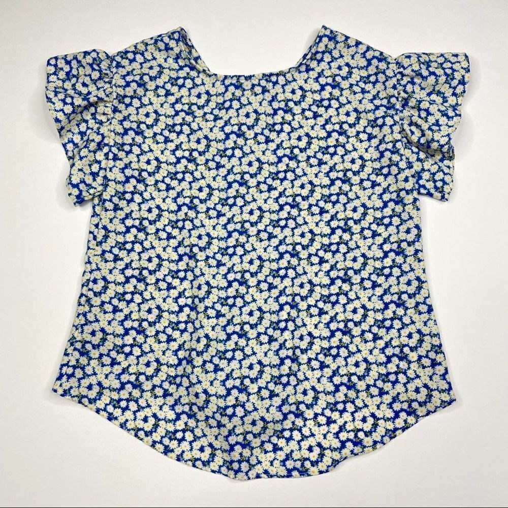 AMY BYER Girls Tie-front Ruffle Floral Daisy Top - Picture 6 of 8